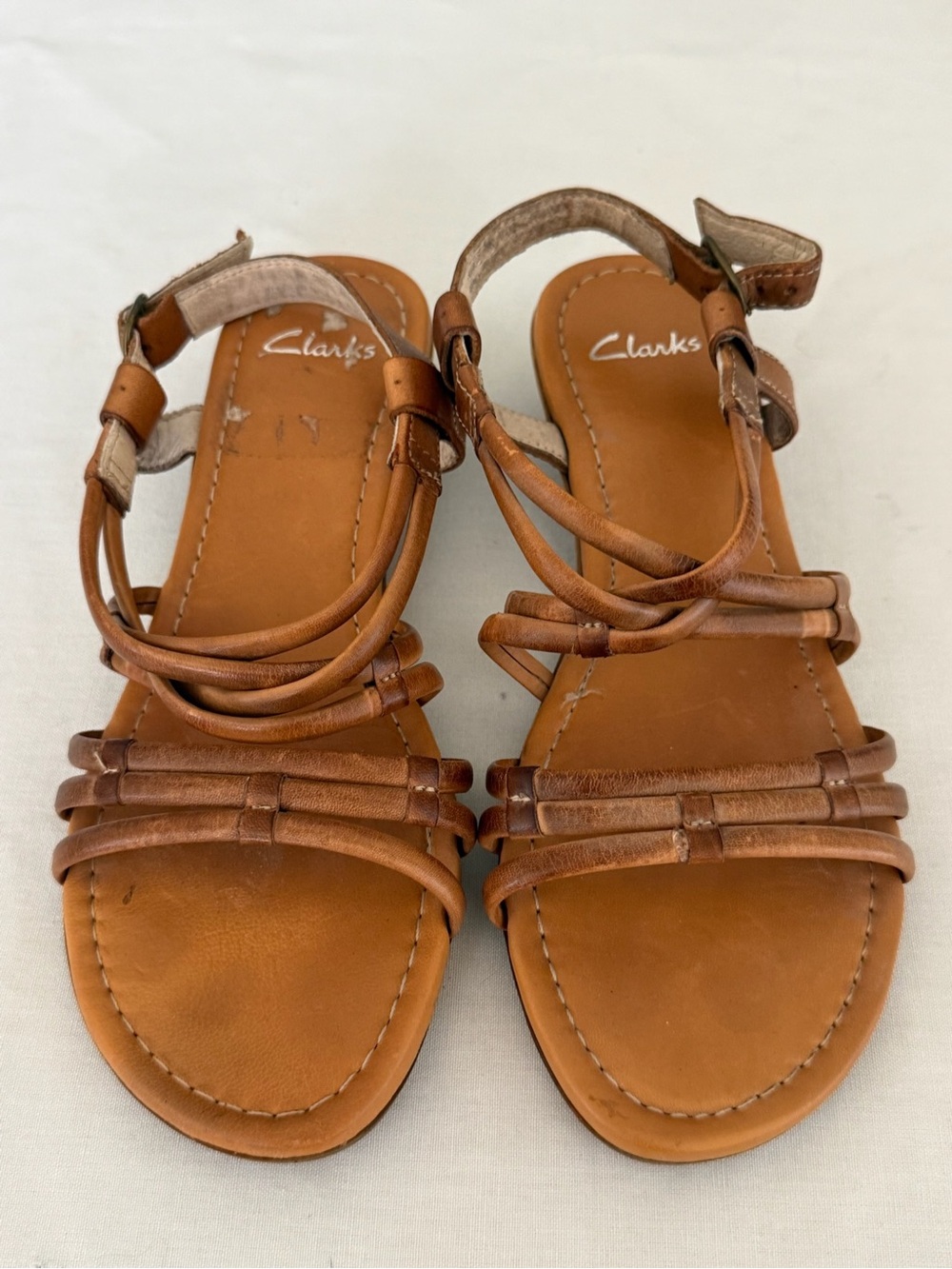Clarks Women's Brown Leather Multi‑Strap Sandals